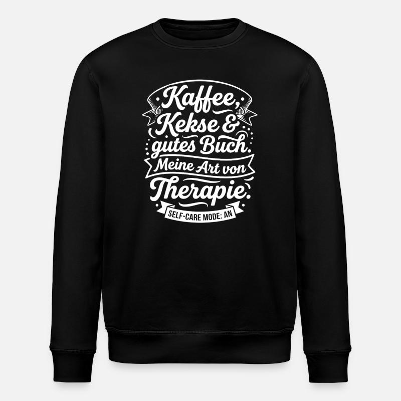 Coffee Cookies Books Therapy Design - Stanley/Stella ROLLER Unisex Organic Sweatshirt - black