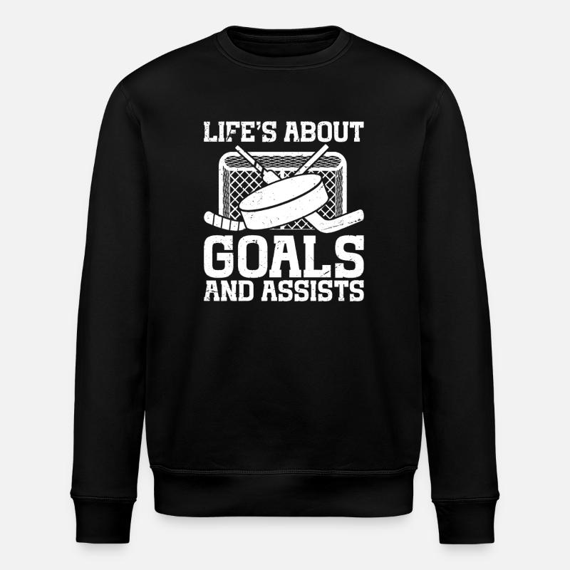 Life's About Goals And Assists - Stanley/Stella ROLLER Unisex Organic Sweatshirt - black