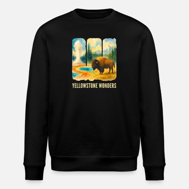 Mountain Landscape with Volcano - Stanley/Stella ROLLER Unisex Organic Sweatshirt - black