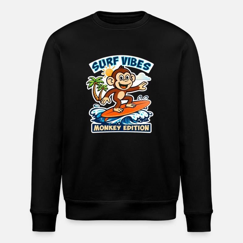 Surf-Vibes – Affen-Edition. - Stanley/Stella Unisex Bio-Sweatshirt ROLLER - Schwarz