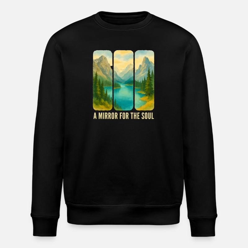 Mountain Landscape Triptych with Lake - Stanley/Stella ROLLER Unisex Organic Sweatshirt - black