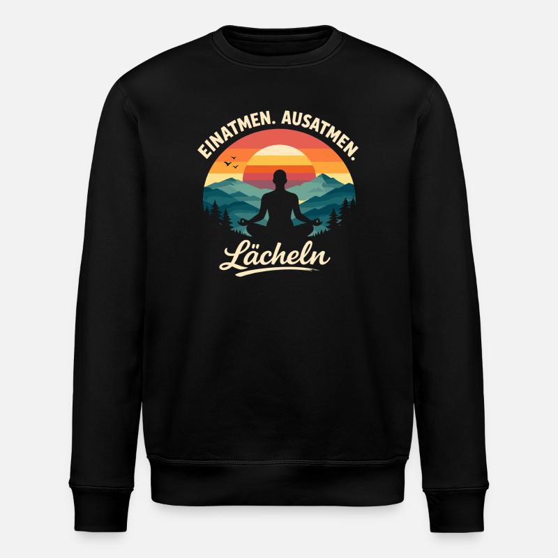 Inspire, expire, sourit, Yoga Dis Cadeau - Sweat bio ROLLER Stanley/Stella Unisexe - noir