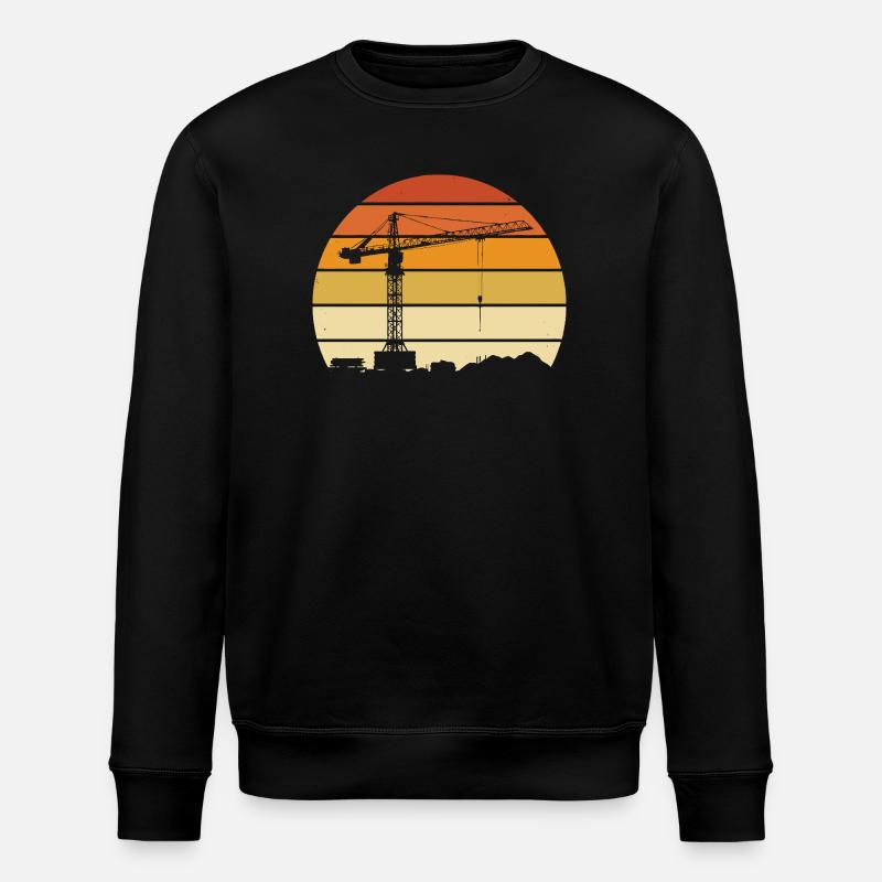 Kranführer Retro Design – Baustelle & Baukran - Stanley/Stella Unisex Bio-Sweatshirt ROLLER - Schwarz
