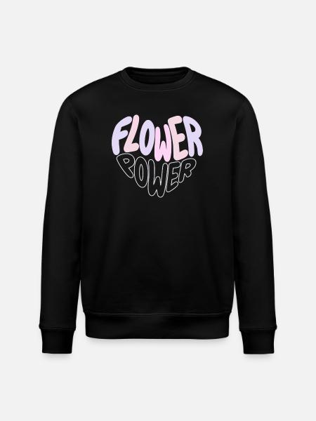 Pastel Flower Power Retro - Stanley/Stella ROLLER Unisex Organic Sweatshirt - black