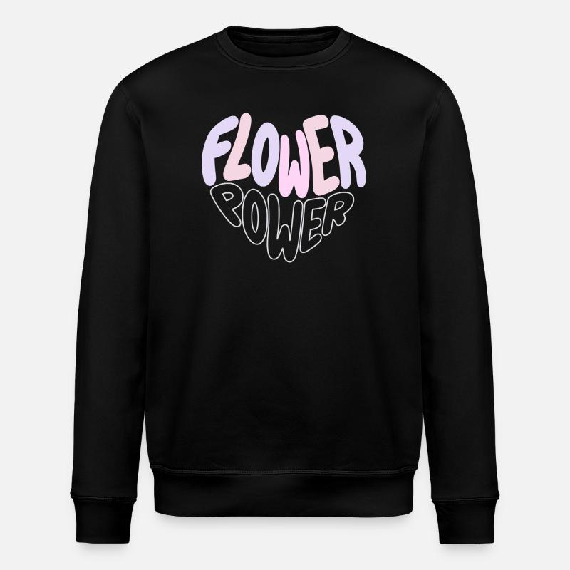 Pastel Flower Power Retro - Stanley/Stella ROLLER Unisex Organic Sweatshirt - black