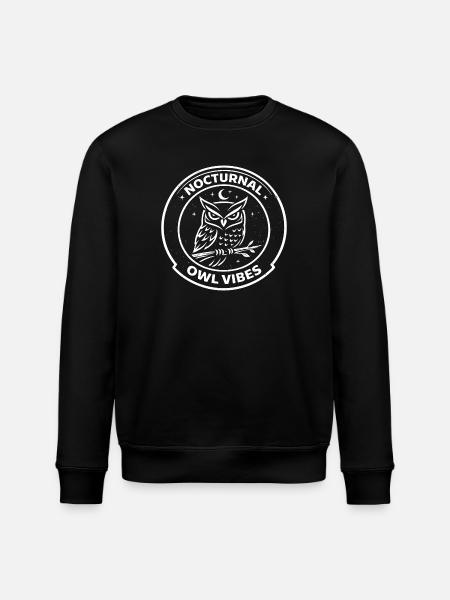 Nocturnal Owl Vibes – Night Owl - Stanley/Stella ROLLER Unisex Organic Sweatshirt - black