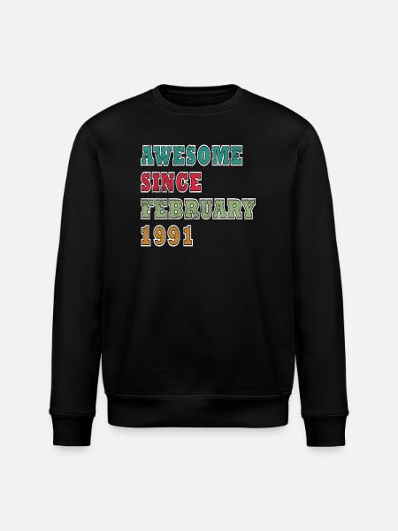 February 1991 Birthday Gift - Stanley/Stella ROLLER Unisex Organic Sweatshirt - black