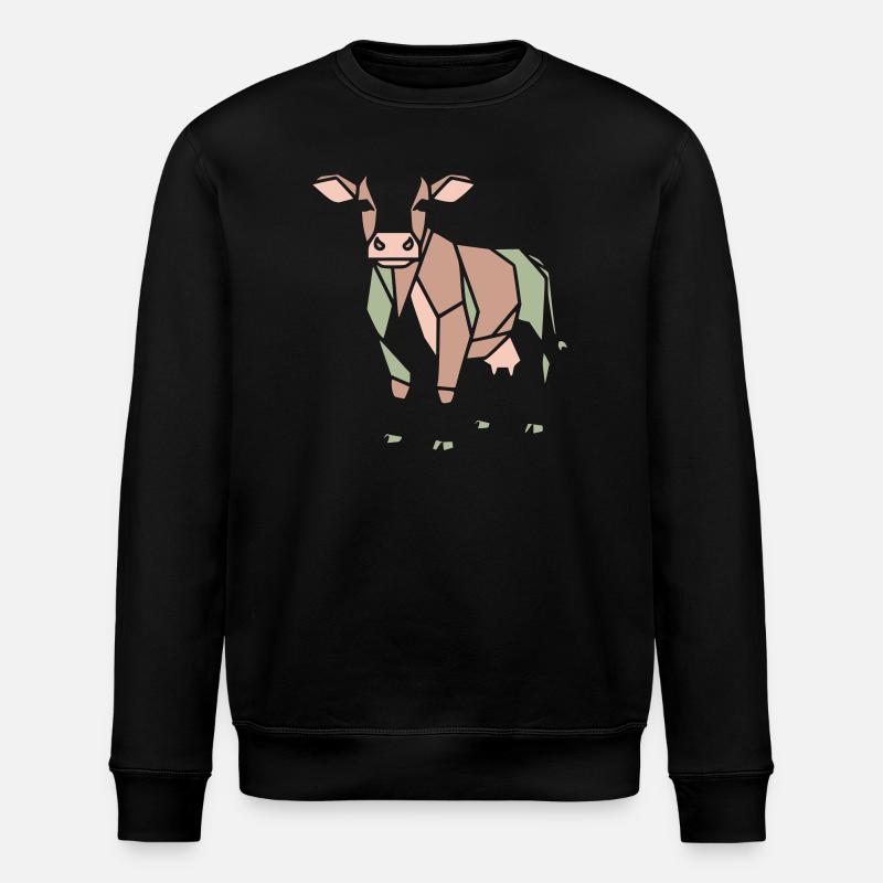 Vache géométrique Low Poly Modern - Sweat bio ROLLER Stanley/Stella Unisexe - noir