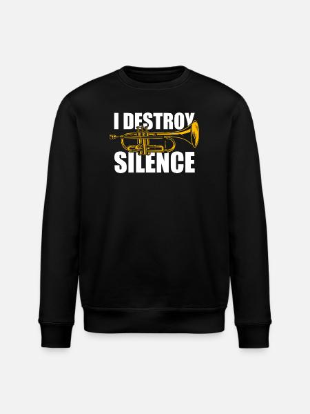 I destroy silence trumpet player - Stanley/Stella ROLLER Unisex Organic Sweatshirt - black