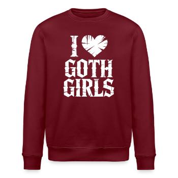 J’aime les filles gothiques - Sweat bio ROLLER Stanley/Stella Unisexe - bordeaux - Devant - Nik (191cm)