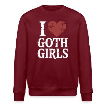 J’aime les filles gothiques - Sweat bio ROLLER Stanley/Stella Unisexe - bordeaux - Devant - Nik (191cm)