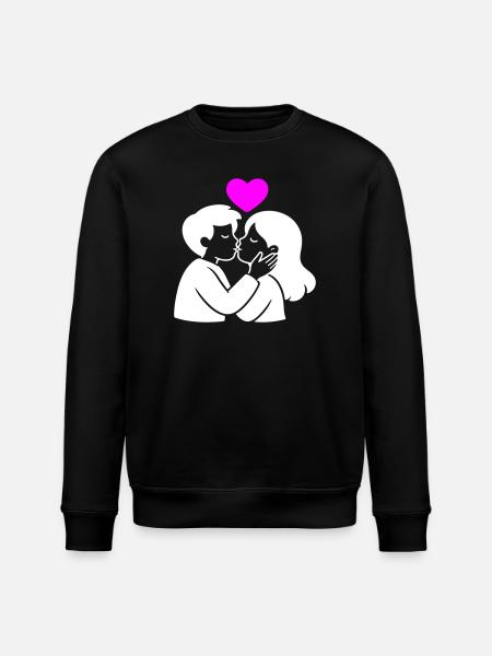 Verliebt Paar Herz Liebe - Stanley/Stella Unisex Bio-Sweatshirt ROLLER - Schwarz