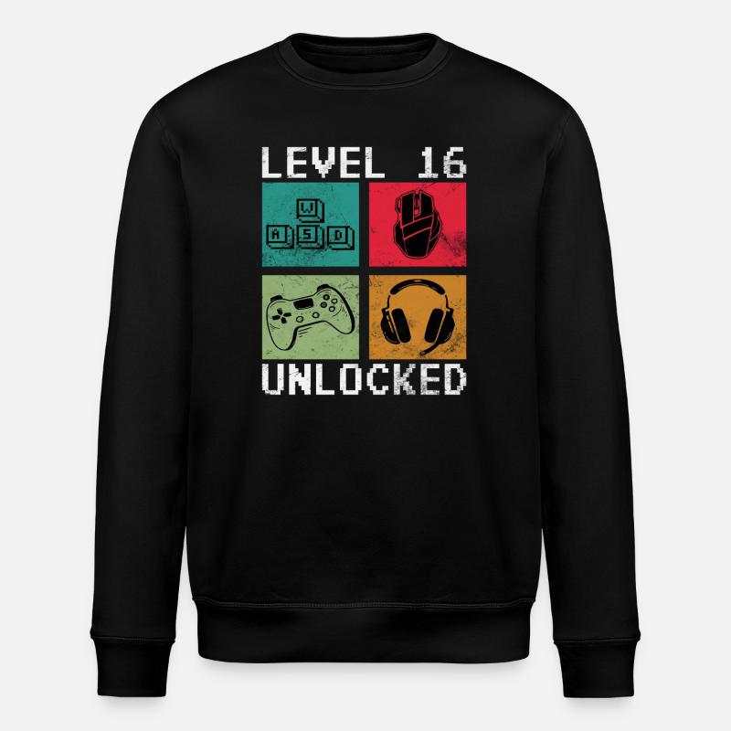 Level 16 freigeschaltet - Stanley/Stella Unisex Bio-Sweatshirt ROLLER - Schwarz