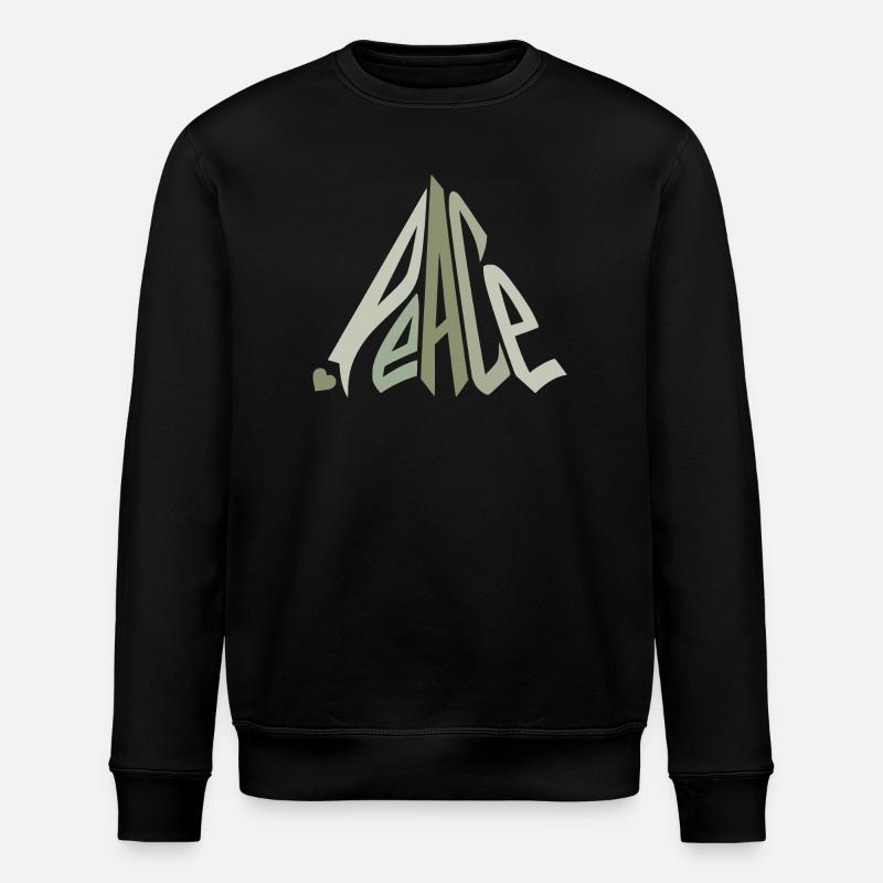 Peace Graffiti with Heart Green - Stanley/Stella ROLLER Unisex Organic Sweatshirt - black