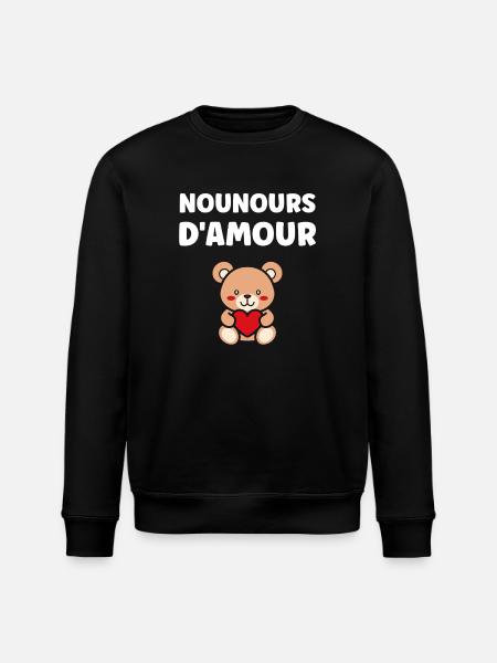 Red Heart Love Teddybär - Stanley/Stella Unisex Bio-Sweatshirt ROLLER - Schwarz