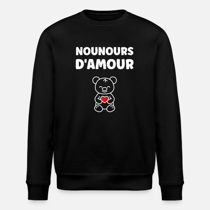 Red Heart Love Teddybär - Stanley/Stella Unisex Bio-Sweatshirt ROLLER - Schwarz