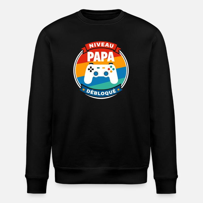 Niveau Papa Débloqué Badge - Sweat bio ROLLER Stanley/Stella Unisexe - noir