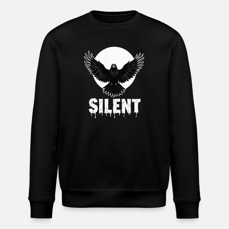 Silent – Dark Raven Gothic Motif - Stanley/Stella ROLLER Unisex Organic Sweatshirt - black