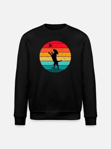 Dog Butterfly Forest Retro Sunset - Stanley/Stella ROLLER Unisex Organic Sweatshirt - black