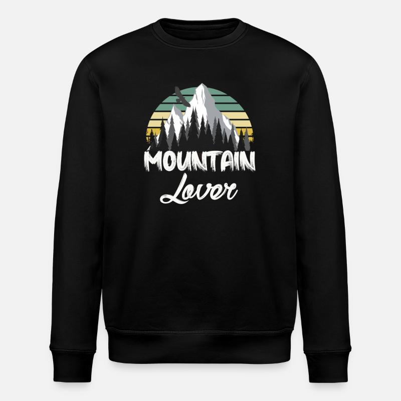 Mountain Retro Mountain Landscape - Stanley/Stella ROLLER Unisex Organic Sweatshirt - black