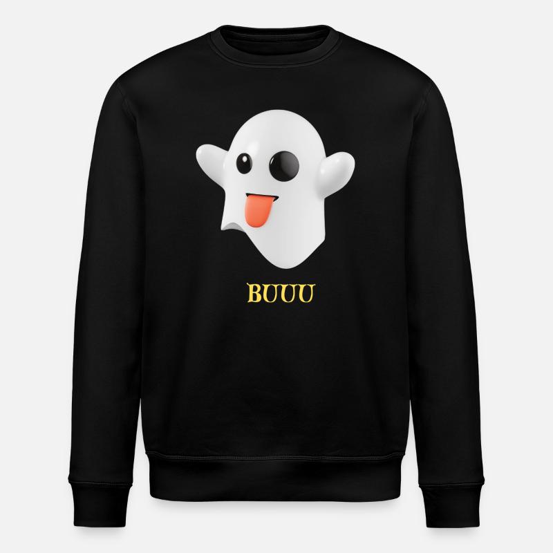 Fluffy Ghost with Tongue - Stanley/Stella ROLLER Unisex Organic Sweatshirt - black