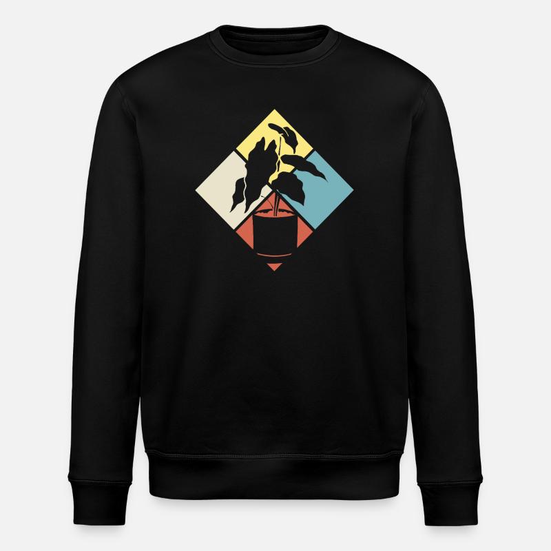 Retro Plant Lover Plants Succulents - Stanley/Stella ROLLER Unisex Organic Sweatshirt - black