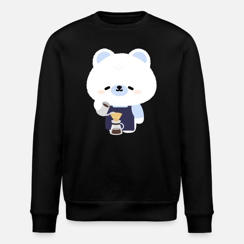 Cozy Polar Bear Barista - Stanley/Stella ROLLER Unisex Organic Sweatshirt - black