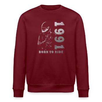 Cadeau d’anniversaire rétro de moto vintage 1991 - Sweat bio ROLLER Stanley/Stella Unisexe - bordeaux - Devant - Nik (191cm)