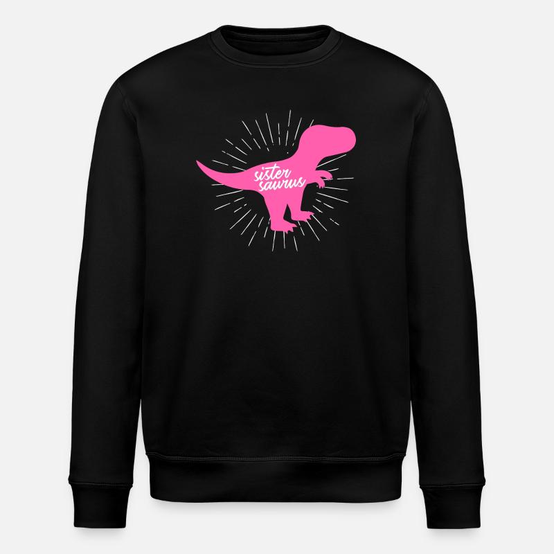 Sistersaurus Pink Dinosaurier T-Rex Geschwisterkunst - Stanley/Stella Unisex Bio-Sweatshirt ROLLER - Schwarz