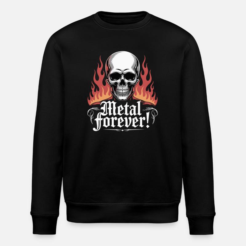 Metal Forever Skull Flame - Stanley/Stella ROLLER Unisex Organic Sweatshirt - black