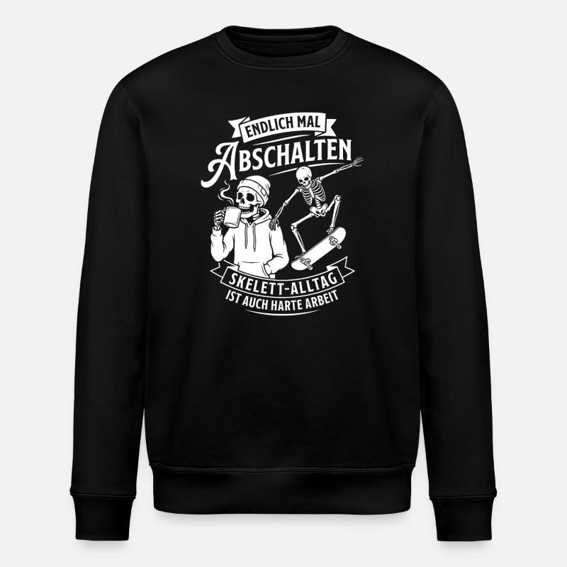 Switch off with Skeleton Skate - Stanley/Stella ROLLER Unisex Organic Sweatshirt - black
