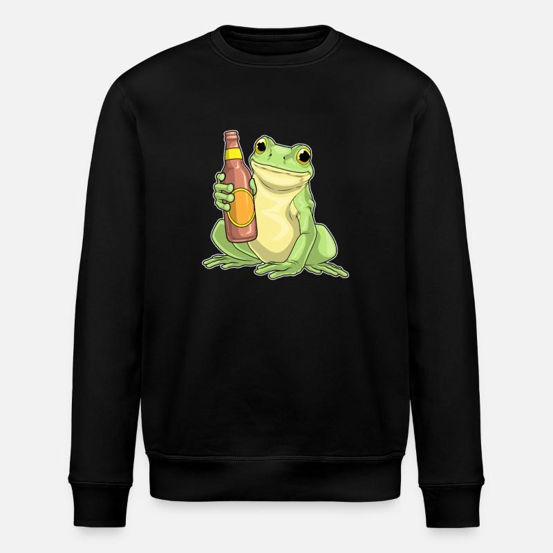 Frog Bottle of Beer - Stanley/Stella ROLLER Unisex Organic Sweatshirt - black