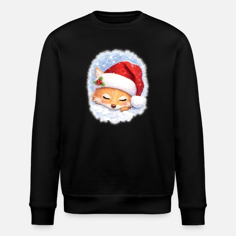 Sleeping fox with Christmas hat - Stanley/Stella ROLLER Unisex Organic Sweatshirt - black