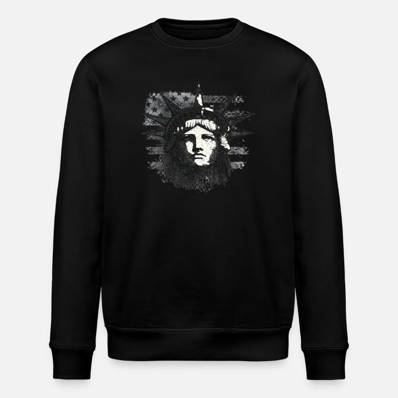 Freiheitsstatue mit US-Flagge - Stanley/Stella Unisex Bio-Sweatshirt ROLLER - Schwarz