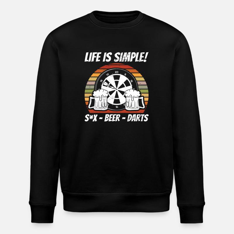 Life is simple: beer darts - Stanley/Stella ROLLER Unisex Organic Sweatshirt - black