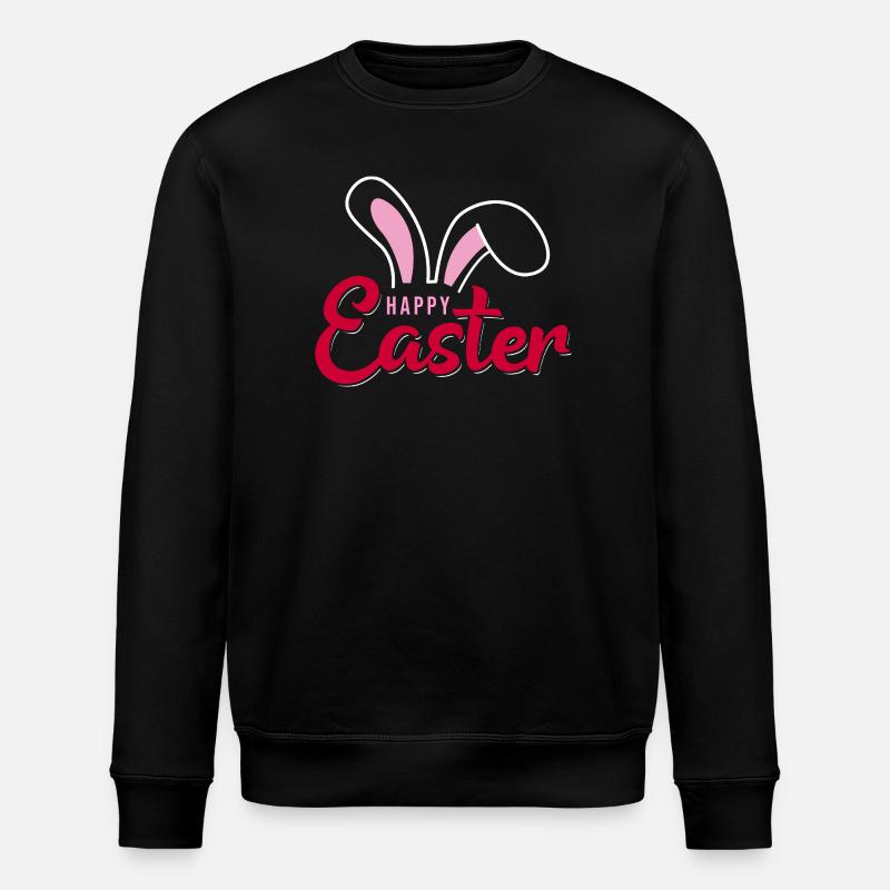Happy Easter Bunny Scripture - Stanley/Stella ROLLER Unisex Organic Sweatshirt - black