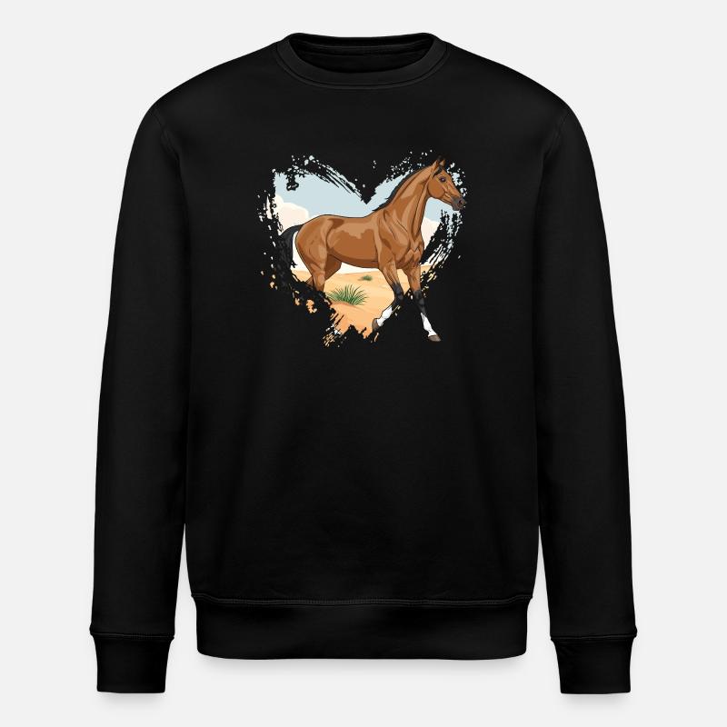 Ein Akhal-Téké-Pferd im Herzen - Stanley/Stella Unisex Bio-Sweatshirt ROLLER - Schwarz