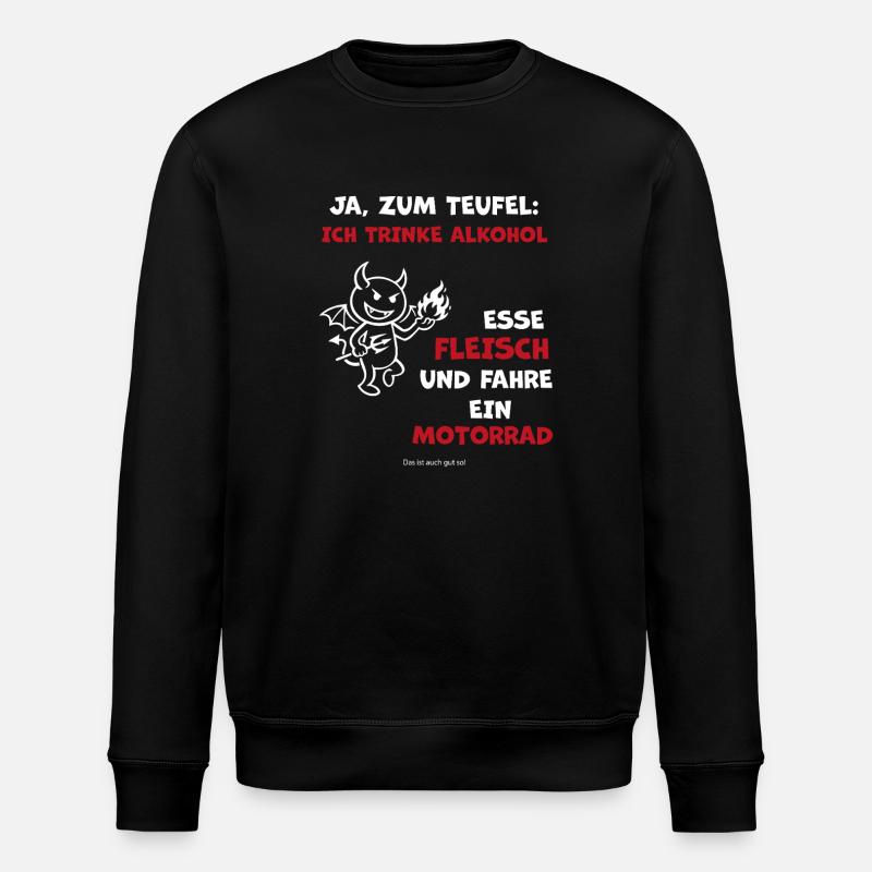 Teufels Motorrad Humor: Alkohol & Motorrad - Stanley/Stella Unisex Bio-Sweatshirt ROLLER - Schwarz
