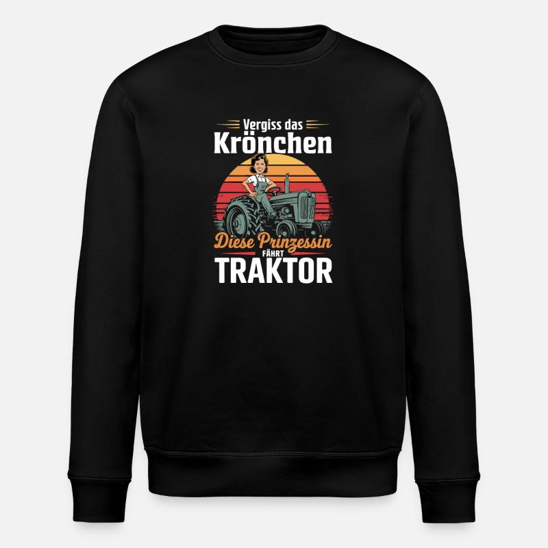 Princesse sur Tractor Rétro - Sweat bio ROLLER Stanley/Stella Unisexe - noir