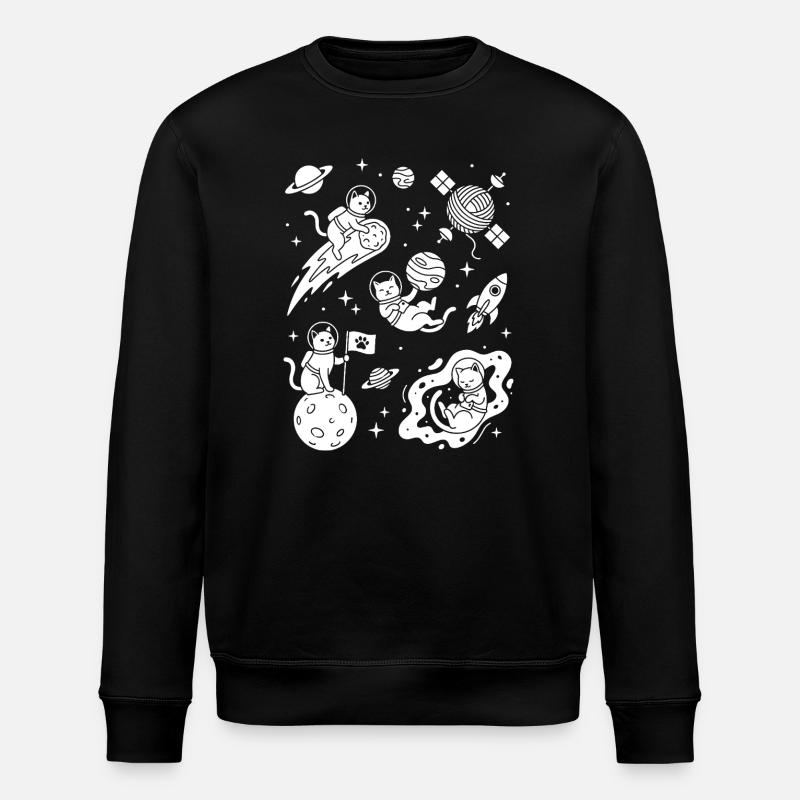 Astro Cats in space - Stanley/Stella ROLLER Unisex Organic Sweatshirt - black
