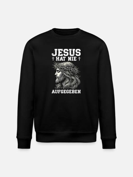 Jesus Never Gave Up Christian Church - Stanley/Stella ROLLER Unisex Organic Sweatshirt - black