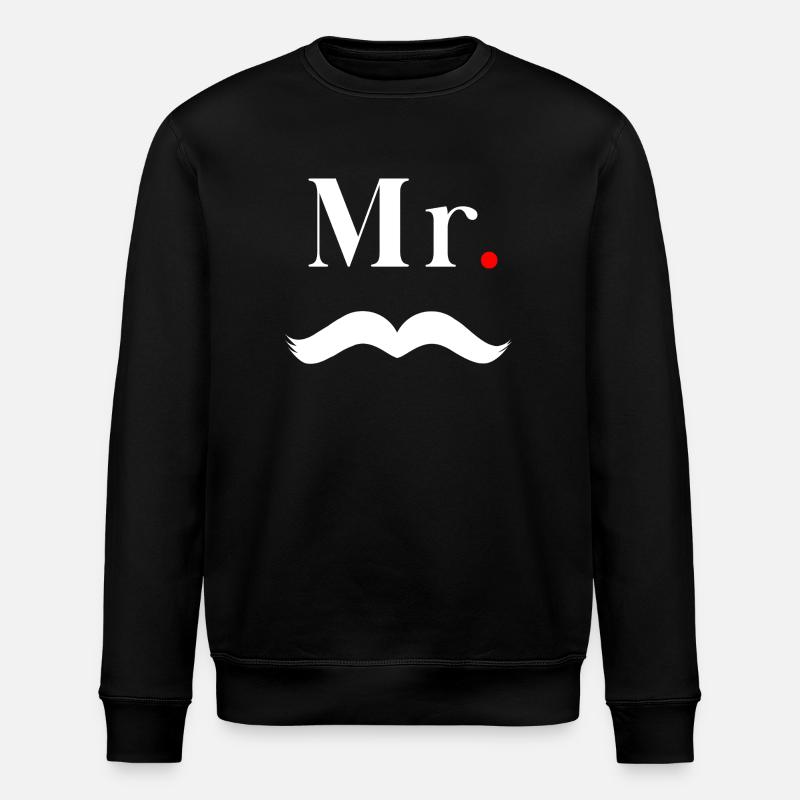Mr. White Moustache - Stanley/Stella ROLLER Unisex Organic Sweatshirt - black