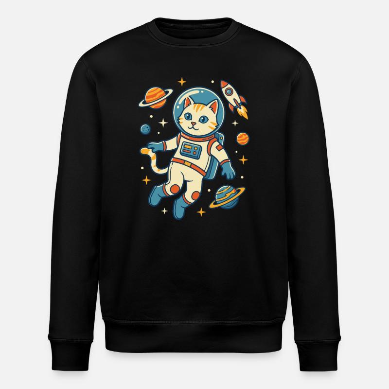 Astronautenkatze im All - Stanley/Stella Unisex Bio-Sweatshirt ROLLER - Schwarz