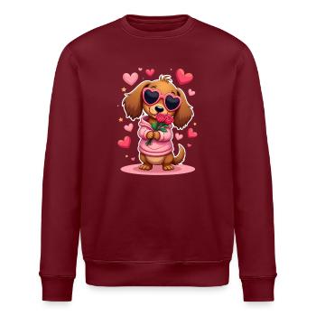 Dackel Dachshund Tekel - Stanley/Stella Unisex Bio-Sweatshirt ROLLER - Burgunderrot - Vorne - Nik (191cm)