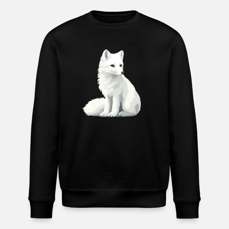 White fox illustration - Stanley/Stella ROLLER Unisex Organic Sweatshirt - black