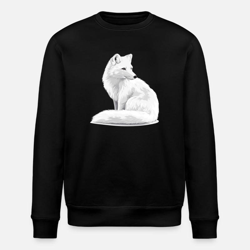 Schneeweißer Fuchs Illustration - Stanley/Stella Unisex Bio-Sweatshirt ROLLER - Schwarz