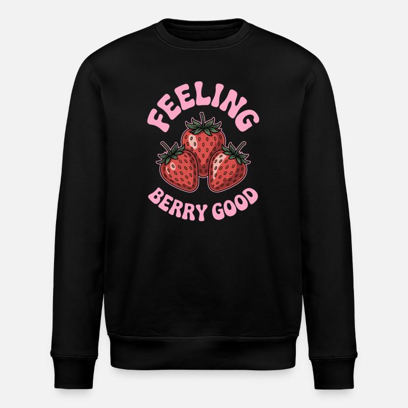 Erdbeeren Sprüche Lustiges Erdbeeren Geschenk - Stanley/Stella Unisex Bio-Sweatshirt ROLLER - Schwarz