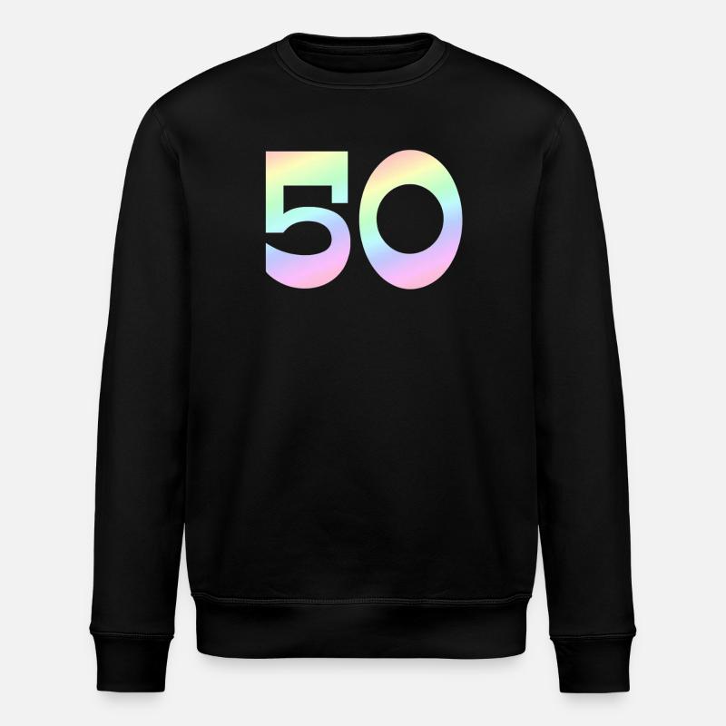 50, Gradient Pastel, Number Motif - Stanley/Stella ROLLER Unisex Organic Sweatshirt - black