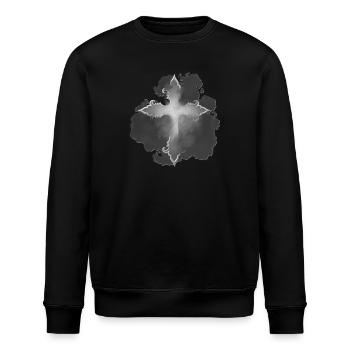 Gothic Kreuz, nebelig - Stanley/Stella Unisex Bio-Sweatshirt ROLLER - Schwarz - Vorne - Nik (191cm)