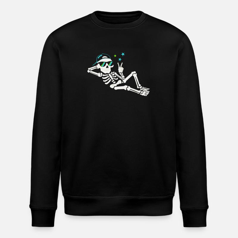 Lässiger Skelett mit Sonnenbrille - Stanley/Stella Unisex Bio-Sweatshirt ROLLER - Schwarz
